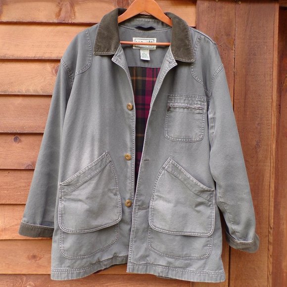 L.L. Bean Other - LL Bean Men's Green Heavy Canvas Flannel Lined Field Barn Chore Jacket Coat